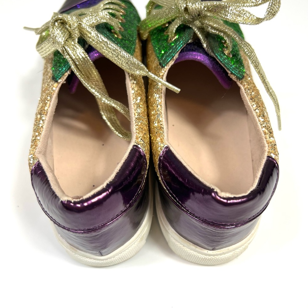 Mardis Gras Glitter Lace-Up Sneakers in Green, Purple & Gold - Picture 8 of 10
